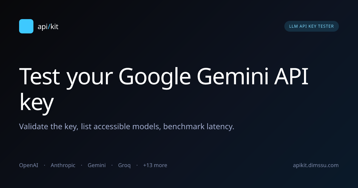 Test your Google Gemini API key | APIKit