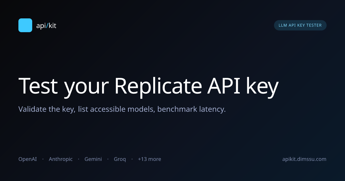 Test your Replicate API key | APIKit
